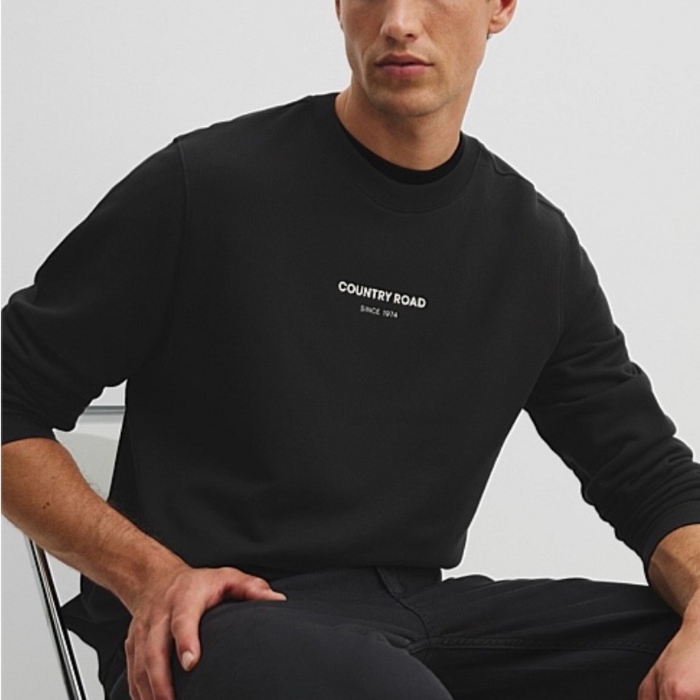 NWOT - Country Road Australian Cotton Modern Logo Sweat in Black